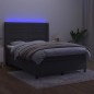 vidaXL Cama box spring colchón y LED terciopelo gris oscuro 140x200 cm vidaXL Cama box spring colchón y LED terciopelo gris oscuro 140x200 cm