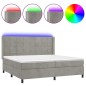 vidaXL Cama box spring colchón y LED terciopelo gris claro 200x200 cm vidaXL Cama box spring colchón y LED terciopelo gris claro 200x200 cm