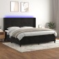 vidaXL Cama box spring colchón y LED terciopelo negro 200x200 cm