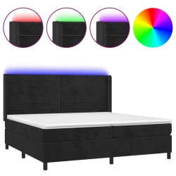 vidaXL Cama box spring colchón y LED terciopelo negro 200x200 cm