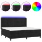 vidaXL Cama box spring colchón y LED terciopelo negro 200x200 cm