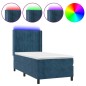 vidaXL Cama box spring colchón y LED terciopelo azul oscuro 80x200 cm vidaXL Cama box spring colchón y LED terciopelo azul oscuro 80x200 cm