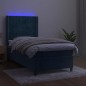 vidaXL Cama box spring colchón y LED terciopelo azul oscuro 80x200 cm vidaXL Cama box spring colchón y LED terciopelo azul oscuro 80x200 cm