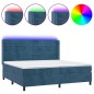 vidaXL Cama box spring colchón y LED terciopelo azul oscuro 200x200 cm vidaXL Cama box spring colchón y LED terciopelo azul oscuro 200x200 cm