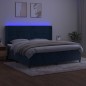 vidaXL Cama box spring colchón y LED terciopelo azul oscuro 200x200 cm vidaXL Cama box spring colchón y LED terciopelo azul oscuro 200x200 cm