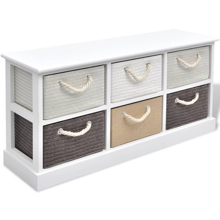 vidaXL Banco con almacenaje 6 cajones madera