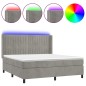 vidaXL Cama box spring colchón y LED terciopelo gris claro 160x200 cm vidaXL Cama box spring colchón y LED terciopelo gris claro 160x200 cm