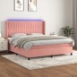 vidaXL Cama box spring colchón y LED terciopelo rosa 180x200 cm vidaXL Cama box spring colchón y LED terciopelo rosa 180x200 cm