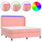 vidaXL Cama box spring colchón y LED terciopelo rosa 180x200 cm vidaXL Cama box spring colchón y LED terciopelo rosa 180x200 cm