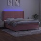 vidaXL Cama box spring colchón y LED terciopelo rosa 180x200 cm vidaXL Cama box spring colchón y LED terciopelo rosa 180x200 cm