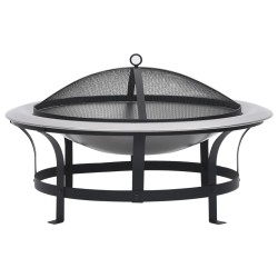 vidaXL Brasero de jardín con parrilla acero inoxidable 76 cm