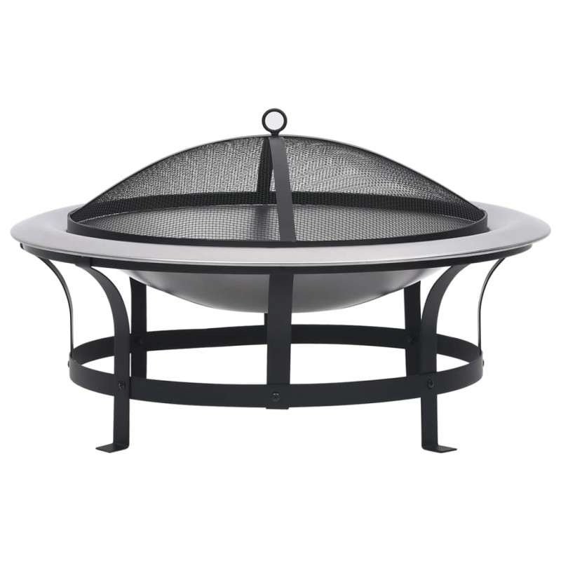 vidaXL Brasero de jardín con parrilla acero inoxidable 76 cm vidaXL Brasero de jardín con parrilla acero inoxidable 76 cm