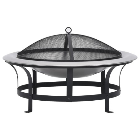 vidaXL Brasero de jardín con parrilla acero inoxidable 76 cm