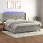 vidaXL Cama box spring colchón y LED terciopelo gris claro 200x200 cm vidaXL Cama box spring colchón y LED terciopelo gris claro 200x200 cm