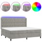 vidaXL Cama box spring colchón y LED terciopelo gris claro 200x200 cm vidaXL Cama box spring colchón y LED terciopelo gris claro 200x200 cm