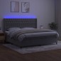 vidaXL Cama box spring colchón y LED terciopelo gris claro 200x200 cm vidaXL Cama box spring colchón y LED terciopelo gris claro 200x200 cm