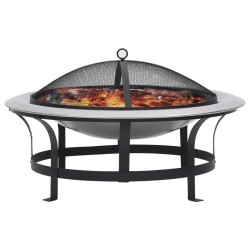 vidaXL Brasero de jardín con parrilla acero inoxidable 76 cm