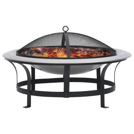 vidaXL Brasero de jardín con parrilla acero inoxidable 76 cm