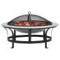 vidaXL Brasero de jardín con parrilla acero inoxidable 76 cm vidaXL Brasero de jardín con parrilla acero inoxidable 76 cm