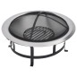 vidaXL Brasero de jardín con parrilla acero inoxidable 76 cm vidaXL Brasero de jardín con parrilla acero inoxidable 76 cm