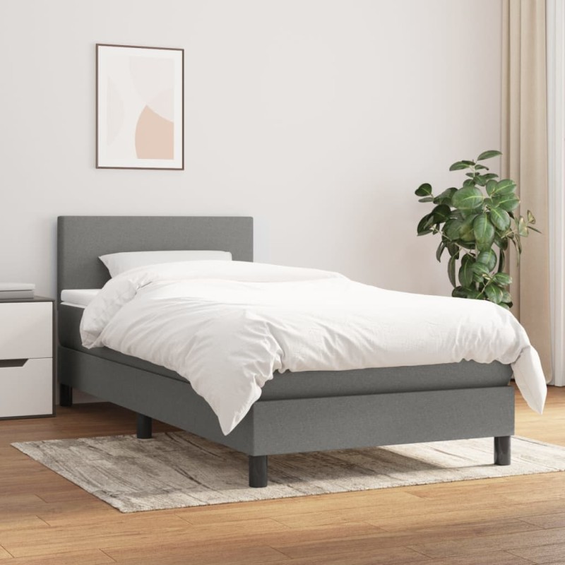 vidaXL Cama box spring con colchón tela gris oscuro 80x200 cm vidaXL Cama box spring con colchón tela gris oscuro 80x200 cm