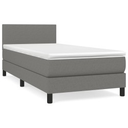 vidaXL Cama box spring con colchón tela gris oscuro 80x200 cm