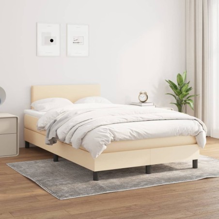 vidaXL Cama box spring con colchón tela color crema 120x200 cm