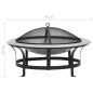 vidaXL Brasero de jardín con parrilla acero inoxidable 76 cm vidaXL Brasero de jardín con parrilla acero inoxidable 76 cm