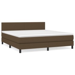 vidaXL Cama box spring con colchón tela marrón oscuro 160x200 cm