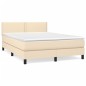 vidaXL Cama box spring con colchón tela color crema 140x190 cm