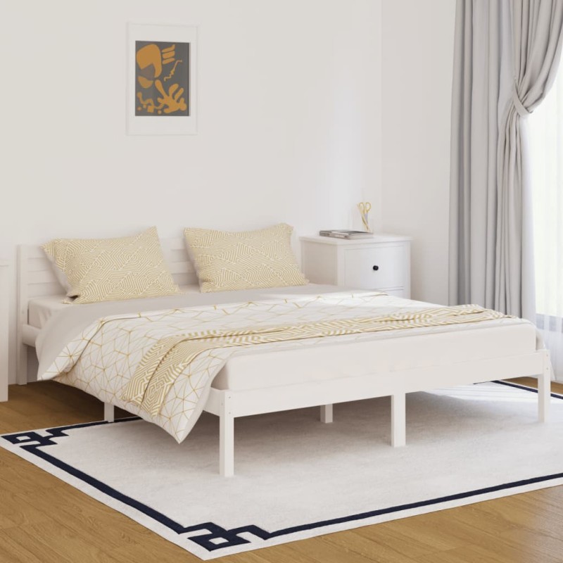 vidaXL Estructura de cama madera maciza de pino blanco 160x200 cm vidaXL Estructura de cama madera maciza de pino blanco 160x200 cm