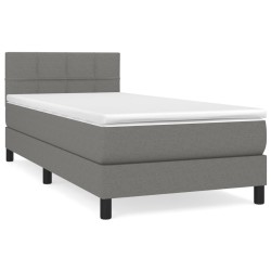 vidaXL Cama box spring con colchón tela gris oscuro 90x190 cm