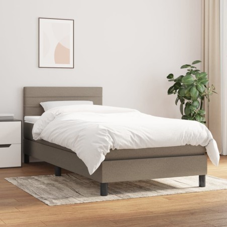 vidaXL Cama box spring con colchón tela gris taupe 90x200 cm