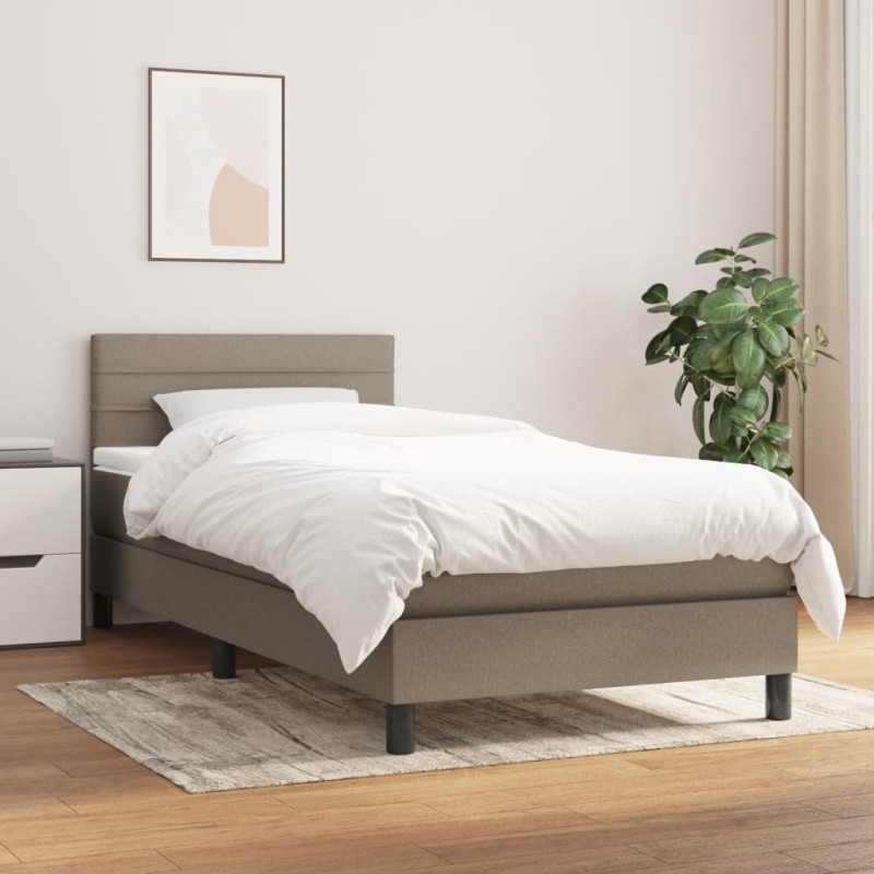 vidaXL Cama box spring con colchón tela gris taupe 80x200 cm vidaXL Cama box spring con colchón tela gris taupe 80x200 cm