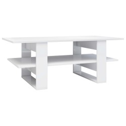vidaXL Mesa de centro de aglomerado blanco con brillo 110x55x42 cm