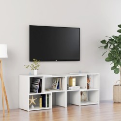 vidaXL Mueble de TV madera contrachapada blanco brillante 104x30x52 cm