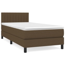 vidaXL Cama box spring con colchón tela marrón oscuro 100x200 cm