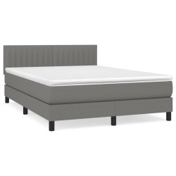 vidaXL Cama box spring con colchón tela gris oscuro 140x190 cm