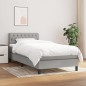 vidaXL Cama box spring con colchón tela gris claro 90x200 cm vidaXL Cama box spring con colchón tela gris claro 90x200 cm
