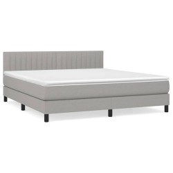 vidaXL Cama box spring con colchón tela gris claro 180x200 cm