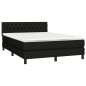 vidaXL Cama box spring con colchón tela negro 140x200 cm vidaXL Cama box spring con colchón tela negro 140x200 cm
