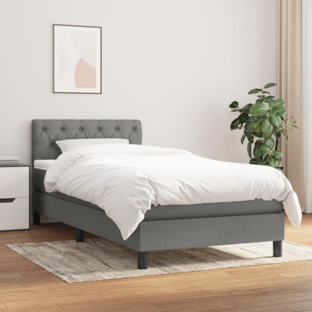 vidaXL Cama box spring con colchón tela gris oscuro 80x200 cm