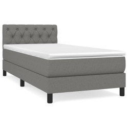 vidaXL Cama box spring con colchón tela gris oscuro 80x200 cm