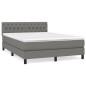 vidaXL Cama box spring con colchón tela gris oscuro 140x190 cm
