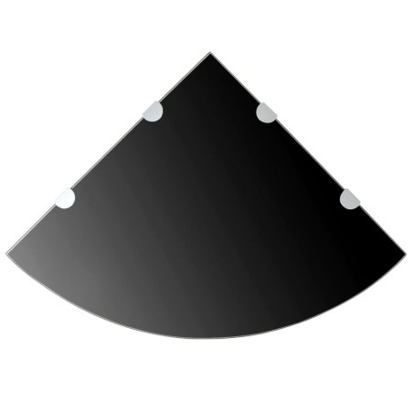 vidaXL Estante de esquina con soportes cromados vidrio negro 45x45 cm