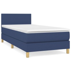 vidaXL Cama box spring con colchón tela azul 100x200 cm