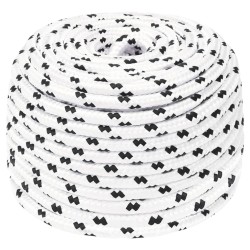 vidaXL Cuerda para barco trenzada poliéster blanco 6 mmx100 m