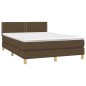 vidaXL Cama box spring con colchón tela marrón oscuro 140x200 cm vidaXL Cama box spring con colchón tela marrón oscuro 140x200 cm