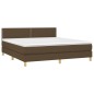 vidaXL Cama box spring con colchón tela marrón oscuro 180x200 cm vidaXL Cama box spring con colchón tela marrón oscuro 180x200 cm