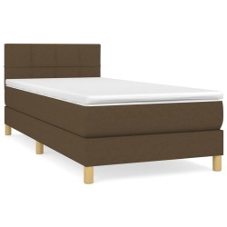 vidaXL Cama box spring con colchón tela marrón oscuro 90x190 cm